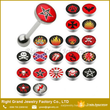 High quality Logo Epoxy Stainless Steel Custom Tongue rings